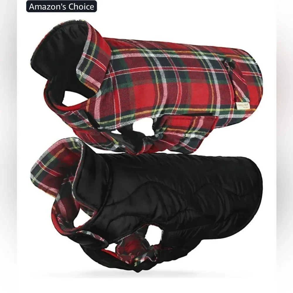 Vivaglory Reversible Plaid and Tan Dog Coat (Burberry look-alike) soooo cute!